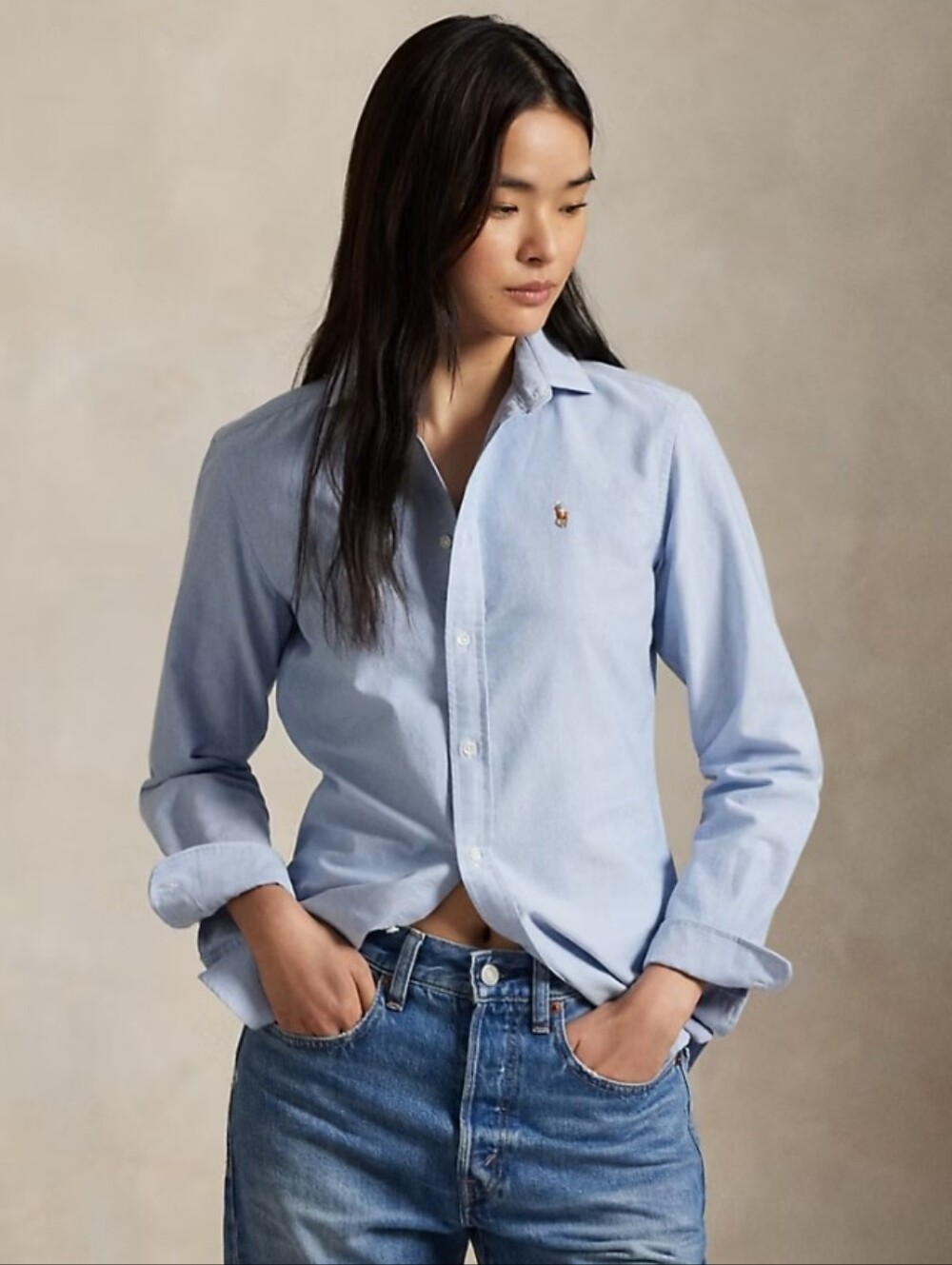 Ralph Lauren Light Blue Oxford Button-Down Shirt Cotton